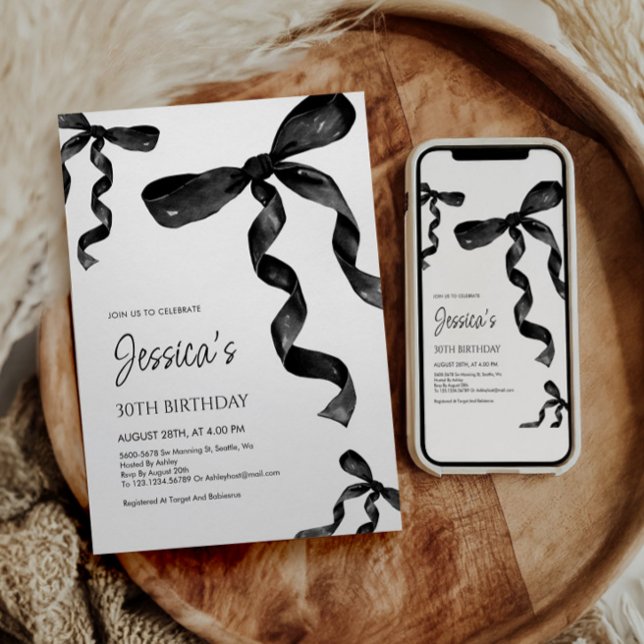 Birthday Invitation with Black Bow (Creator Uploaded)