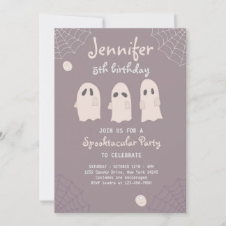 Birthday invitation with funny ghosts and spiders.