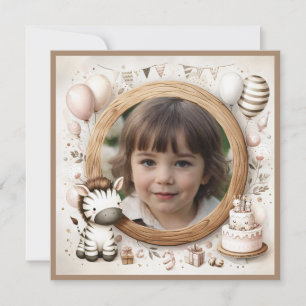 Birthday Invitation Zebra Frame for Photo