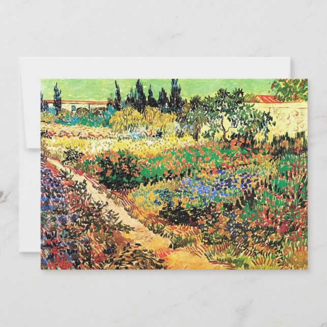 Birthday Invitations. Flowering garden with path Invitation (Front)