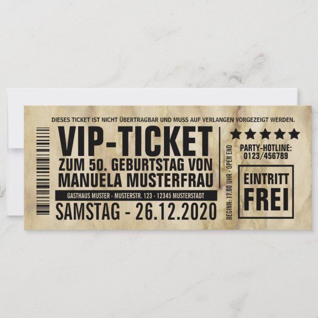 Birthday invitations ("VIP") (Front)