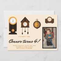 Birthday Invite- Kids Clocks; Hickory Dickory Dock
