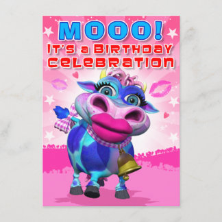 Birthday Invite- Kiss Moo (The GiggleBellies) Invitation