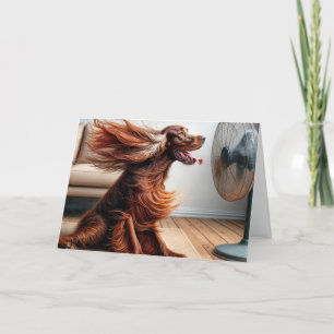 Birthday Irish Setter With Blowing Fan Card