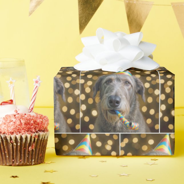 Birthday Irish Wolfhound Dog With Party Hat Wrapping Paper (Birthday Party)