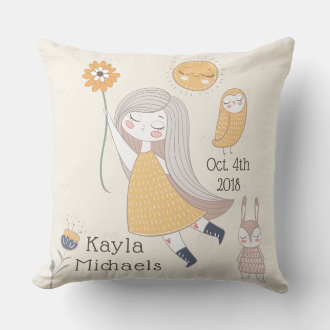 Birthday "It's A Girl! Personalised Name Pillow (Front)
