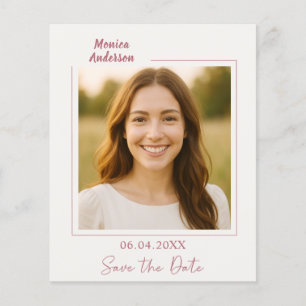 Birthday ivory rose gold photo Save the Date Flyer