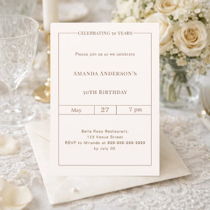 Birthday ivory simple timeless invitation