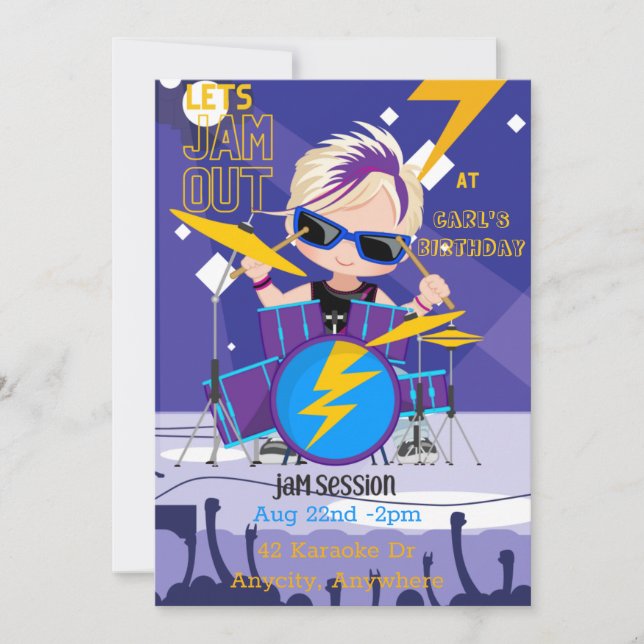 Birthday Jam Out 2 Invitation Card (Front)