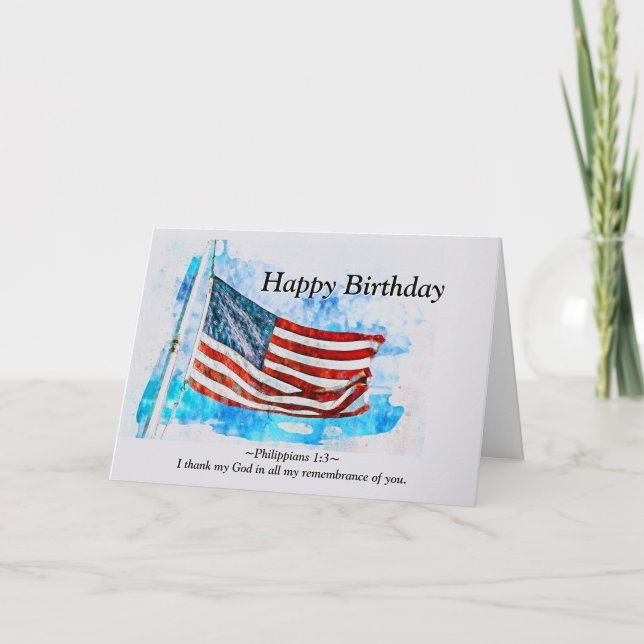 Birthday Jeremiah 29:11 Bible American Flag Card (Front)