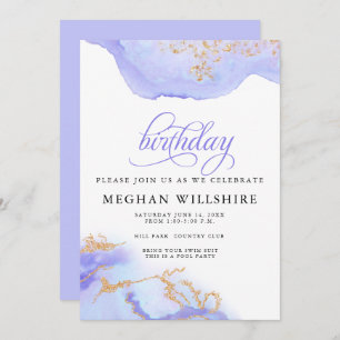 Birthday June Alexandrite Watercolor Geode Invitation