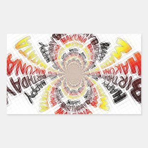 Birthday Kaleidoscope Art Print Rectangular Sticker