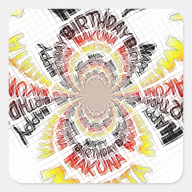 Birthday Kaleidoscope Art Print Square Sticker (Front)