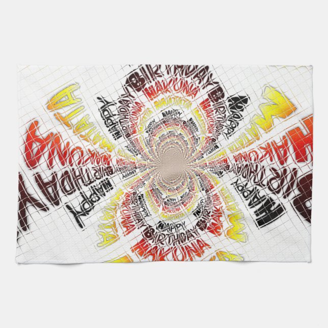 Birthday Kaleidoscope Art Print Tea Towel (Horizontal)