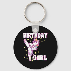 Birthday Karate Unicorn Girl Key Ring