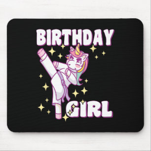 Birthday Karate Unicorn Girl Mouse Pad