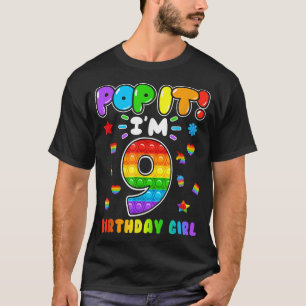 Birthday Kids Pop It I Am 9 Years Old 9th Birthday T-Shirt