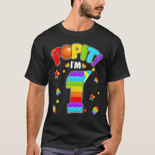 Birthday Kids Pop It I'm 1 Year Old 1st Birthday F T-Shirt