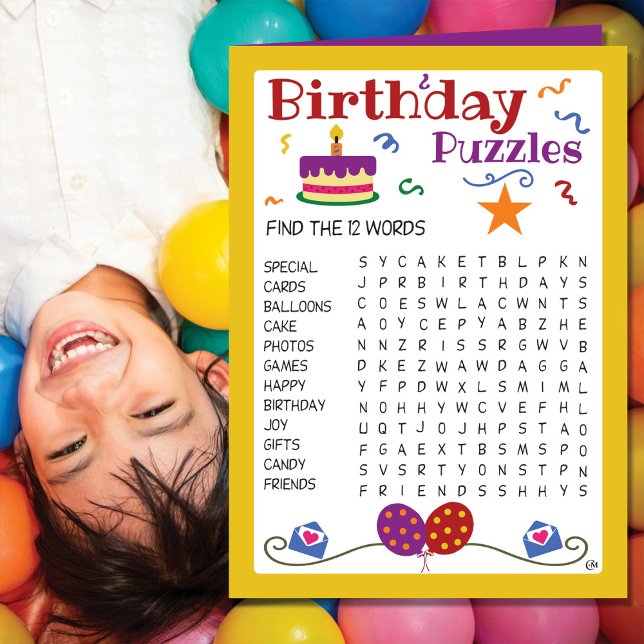 Birthday Kids Puzzles Activity Card (Creator Uploaded)