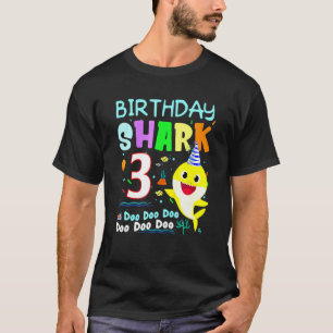Birthday Kids Shark  3 Years Old 3rd  Family T-Shirt