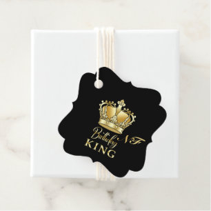 Birthday King Gold Crown Royal Monogram Luxury Favour Tags