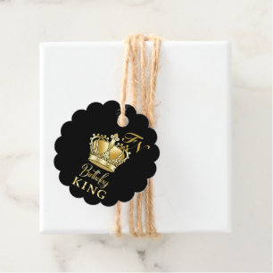 Birthday King Gold Crown Royal Monogram Luxury Favour Tags