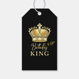 Birthday King Gold Crown Royal Monogram Luxury Gift Tags