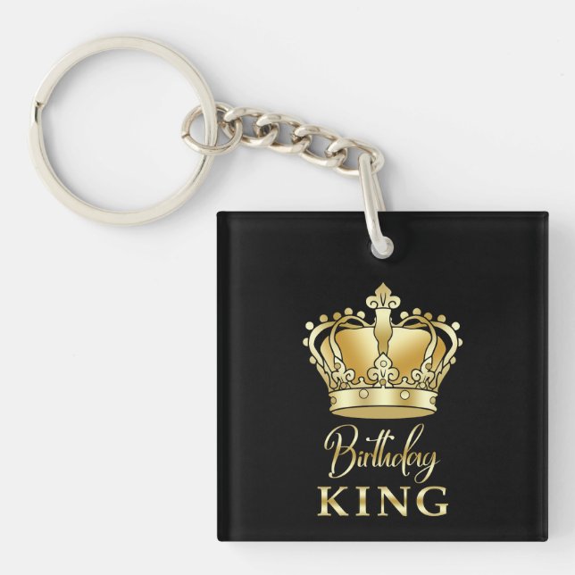 Birthday King Gold Crown Royal Queen Funny  Key Ring (Front)