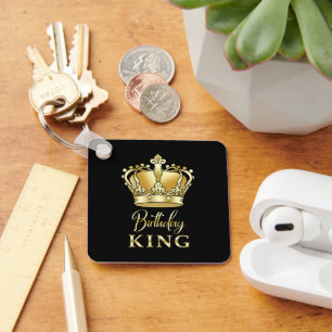 Birthday King Gold Crown Royal Queen Funny Key Ring