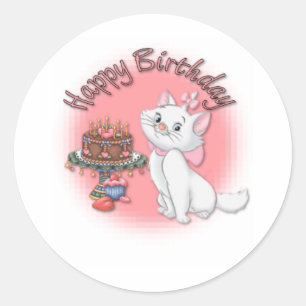 Birthday Kitten Classic Round Sticker