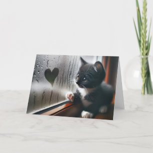 Birthday Kitten With Window Heart Card