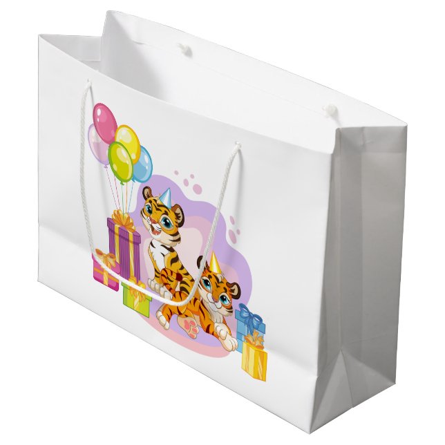Birthday Kittens Large Gift Bag (Front Angled)