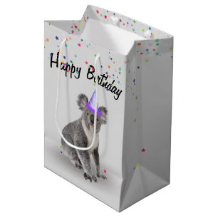 Birthday Koala Bear and Star Confetti    Medium Gift Bag