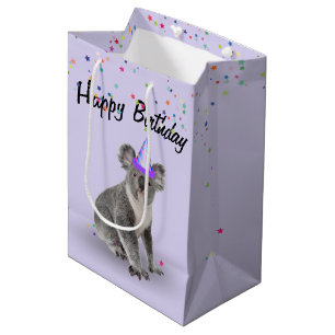 Birthday Koala Bear and Star Confetti Medium Gift Bag