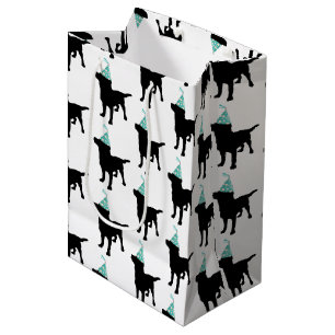 Birthday Labrador Black Dog In Party Hat Medium Gift Bag