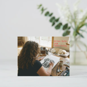 Birthday Labrador drawing  Postcard