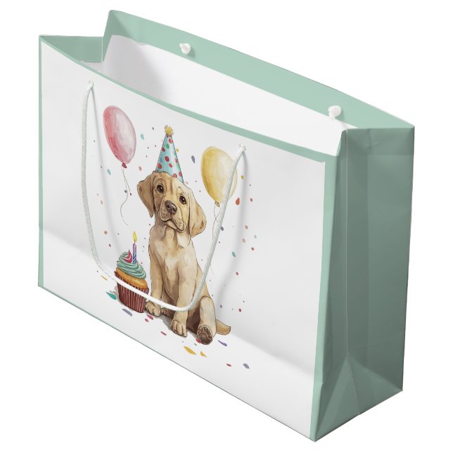 Birthday Labrador Retriever Dogs Large Gift Bag (Front Angled)