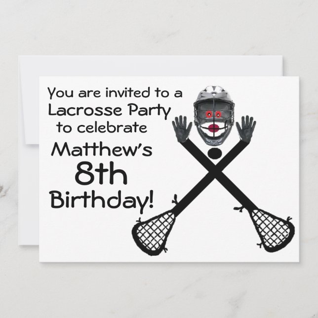 Birthday Lacrosse Party Invitation (Front)