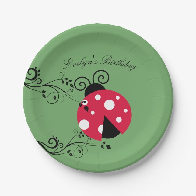 Birthday Lady Bug Paper Plates Ladybug (Front)