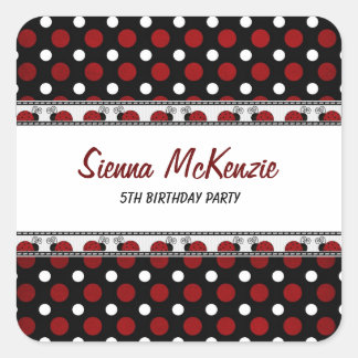 Birthday Lady Bug Square Sticker