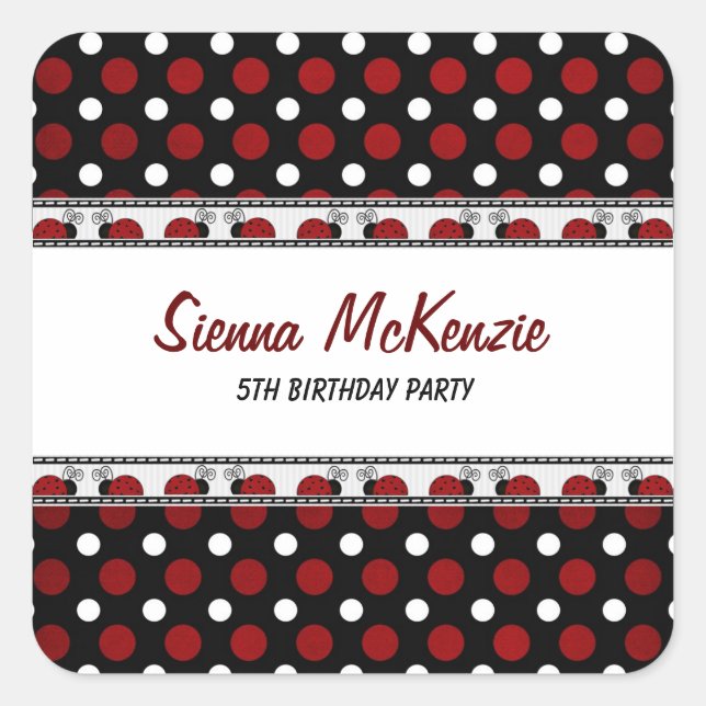 Birthday Lady Bug Square Sticker (Front)