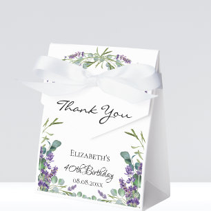 Birthday lavender eucalyptus violet thank you  favour box