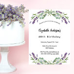 Birthday lavender florals eucalyptus greenery invitation<br><div class="desc">A classic invitation for a 40th (or any age) birthday party.  Decorated with lavender florals and eucalyptus greenery. Personalise and add your name and party details.  
Back: violet,  lavender coloured background.  You can change the background colour if you want to</div>