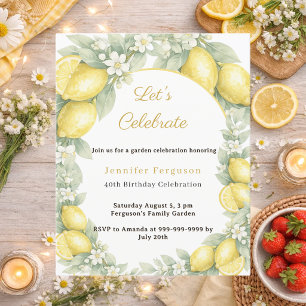 Birthday lemons citrus summer garden invitation