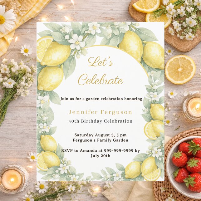 Birthday lemons citrus summer garden invitation (Creator Uploaded)