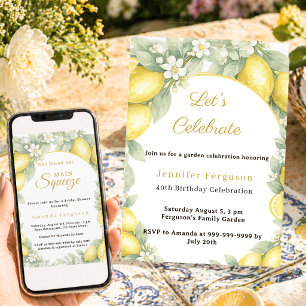 Birthday lemons citrus summer garden invitation