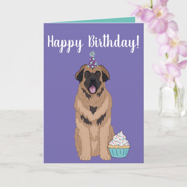Birthday Leonberger Card (Orchid)