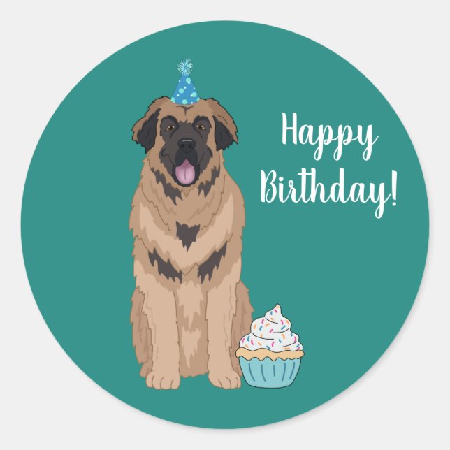 Birthday Leonberger Classic Round Sticker (Front)