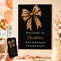 Birthday leopard bow black welcome