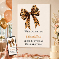 Birthday leopard bow brown cream welcome